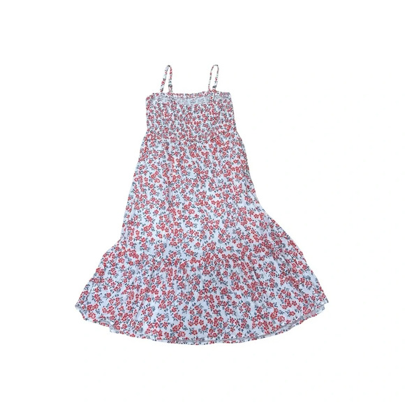 GAP Smocked Midi Dress white Red And Blue Floral Dress Size Medium - Picture 6 of 10